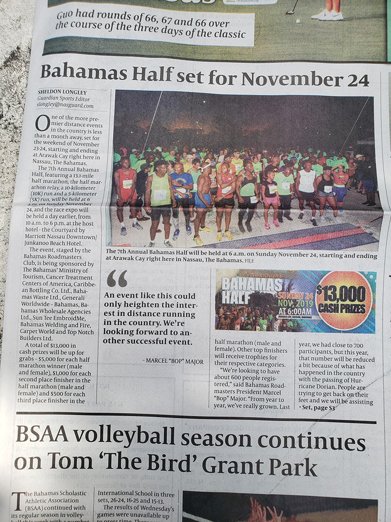 Bahamas Half 2019 Newspaper Press